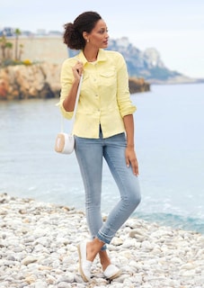 Slim-Jeans mit Fransensaum und Strassdekor thumbnail 6