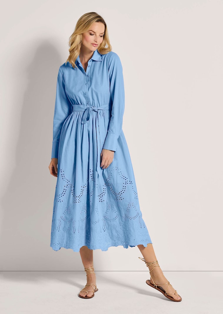 Hemdblusenkleid mit Lochstickerei