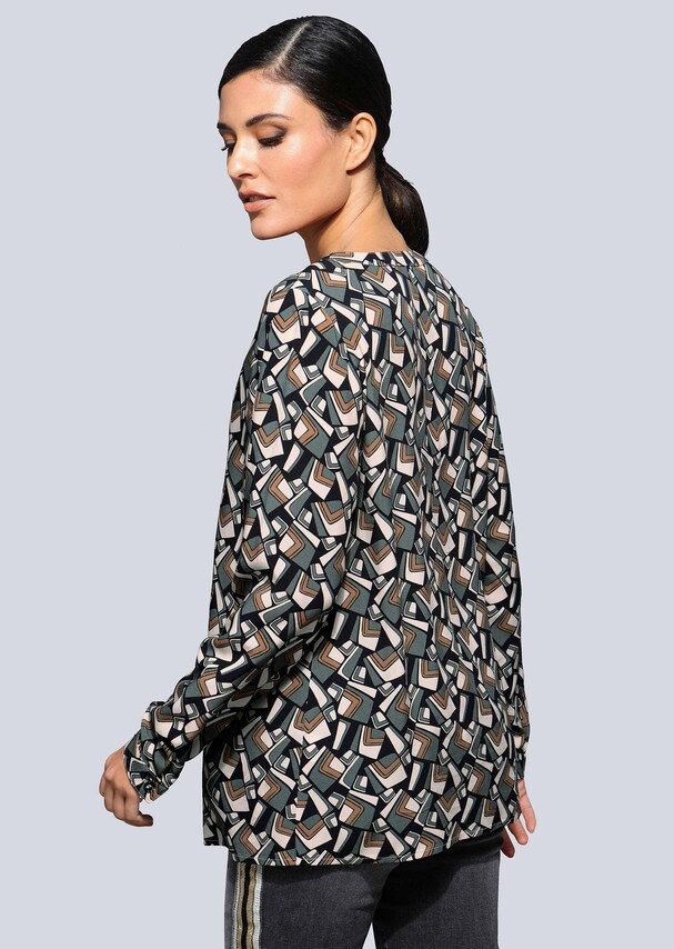 Druckbluse in grafischem Dessin 2