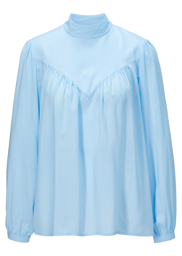 Blouse with stand-up collar and frill effect
