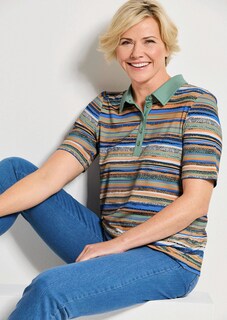 Geringeltes Poloshirt aus Viskose-Jersey thumbnail 7