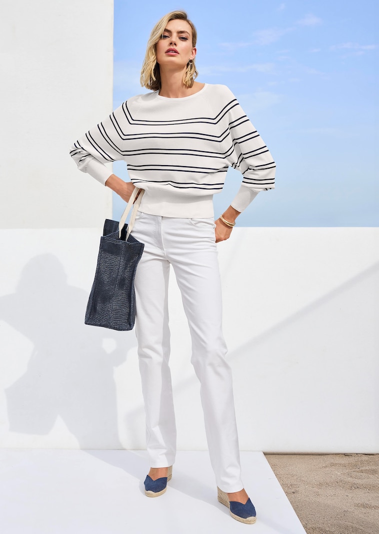 Ringel-Pullover mit Fledermausärmeln