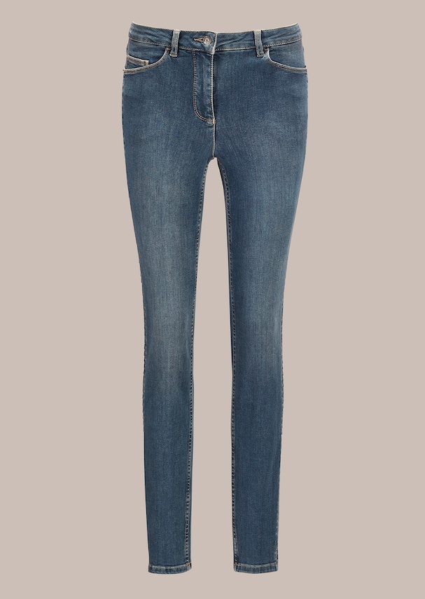 Enge Jeans mit Raffung 5