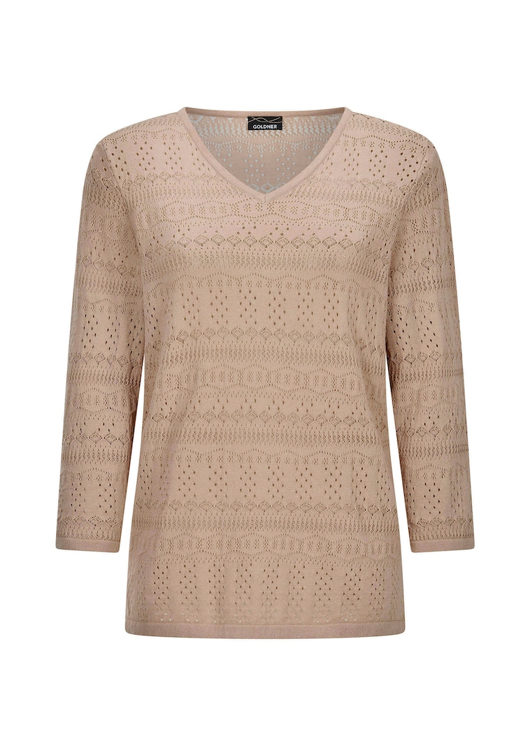 Leichter Strickpullover mit Ajourmuster