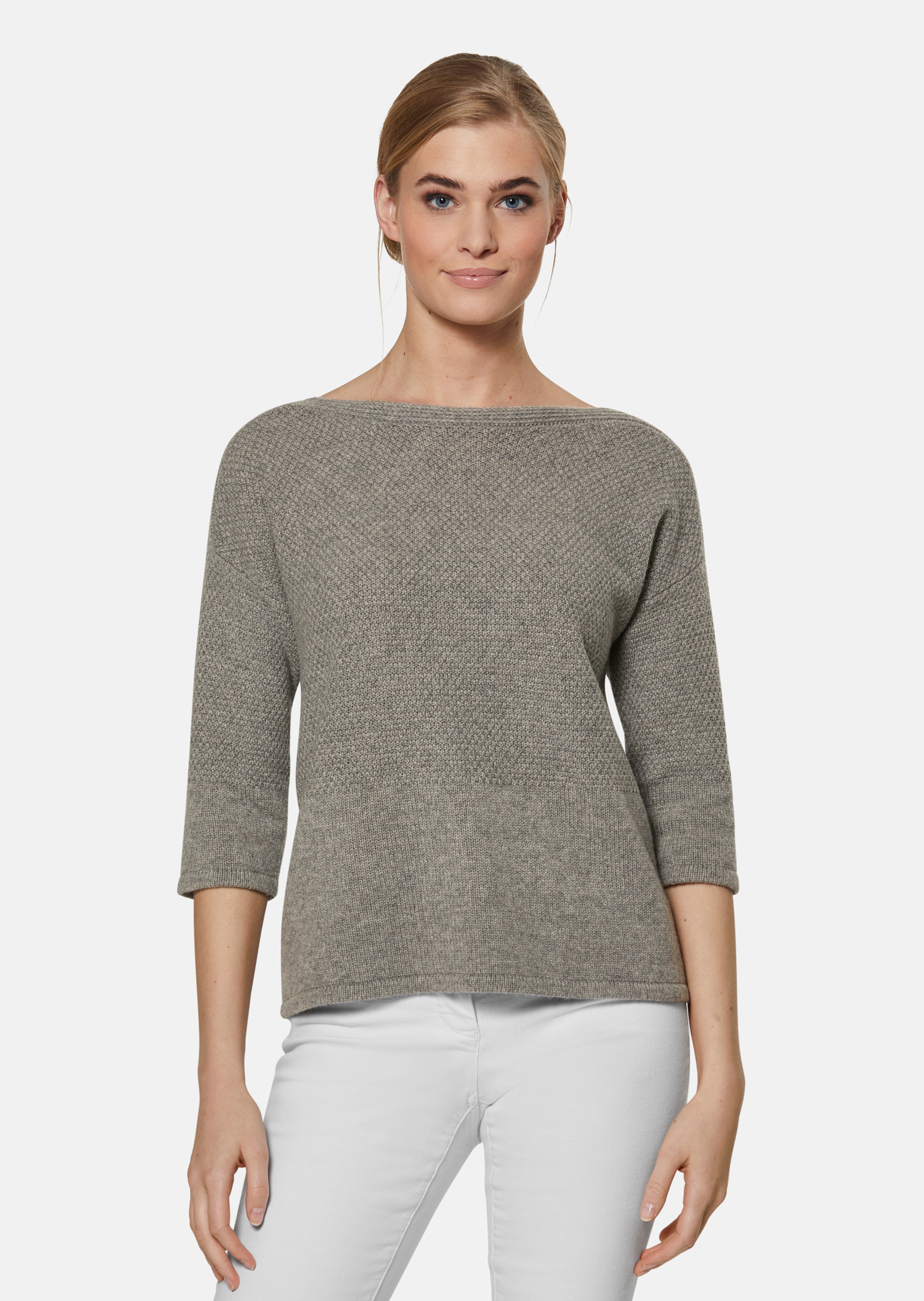 Kaschmir-Pullover mit Struktur-Mix