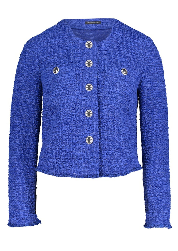 Veste en bouclette avec fils brillants et finitions effilochées