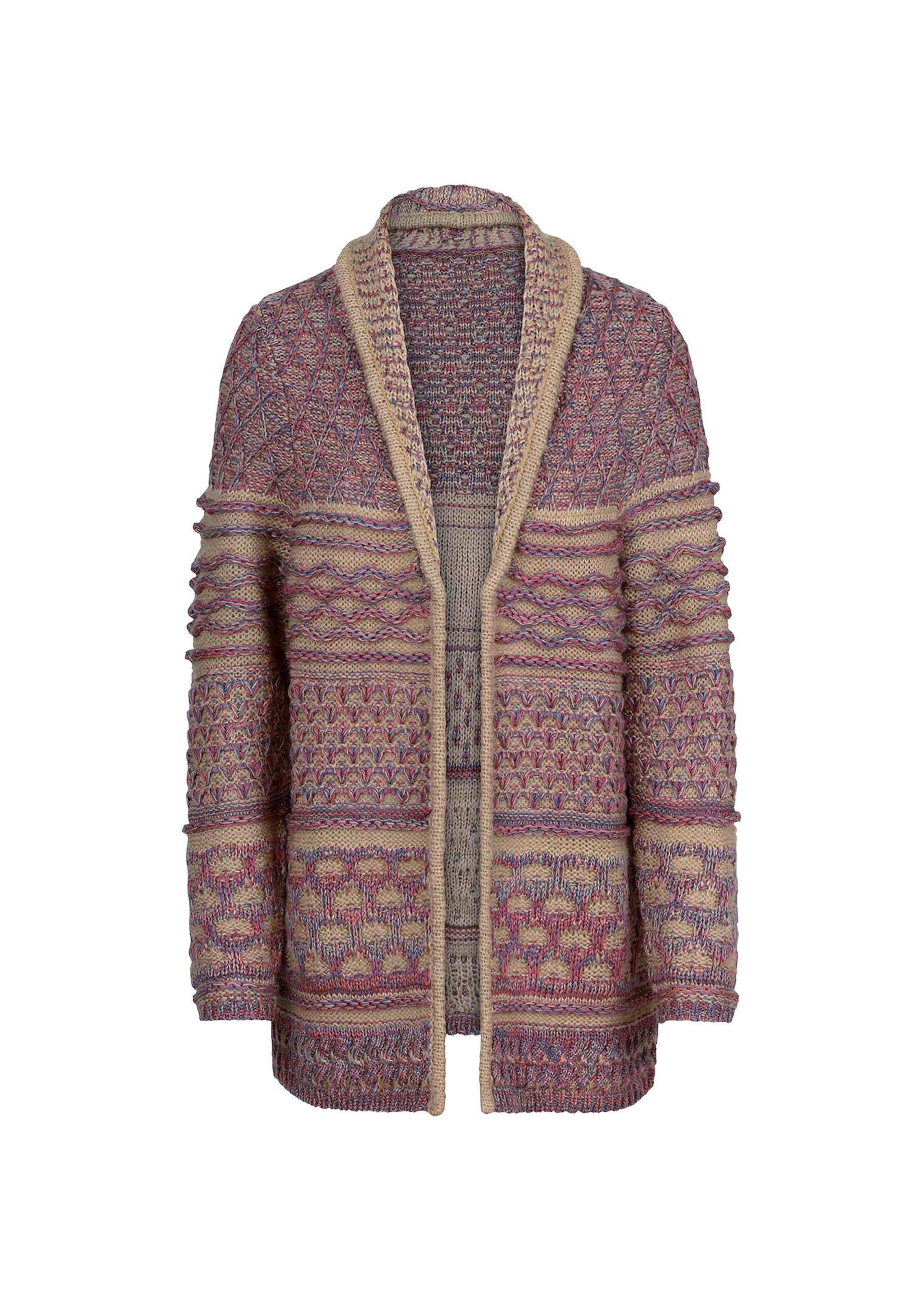 Strickjacke mit Schalkragen im Mustermix