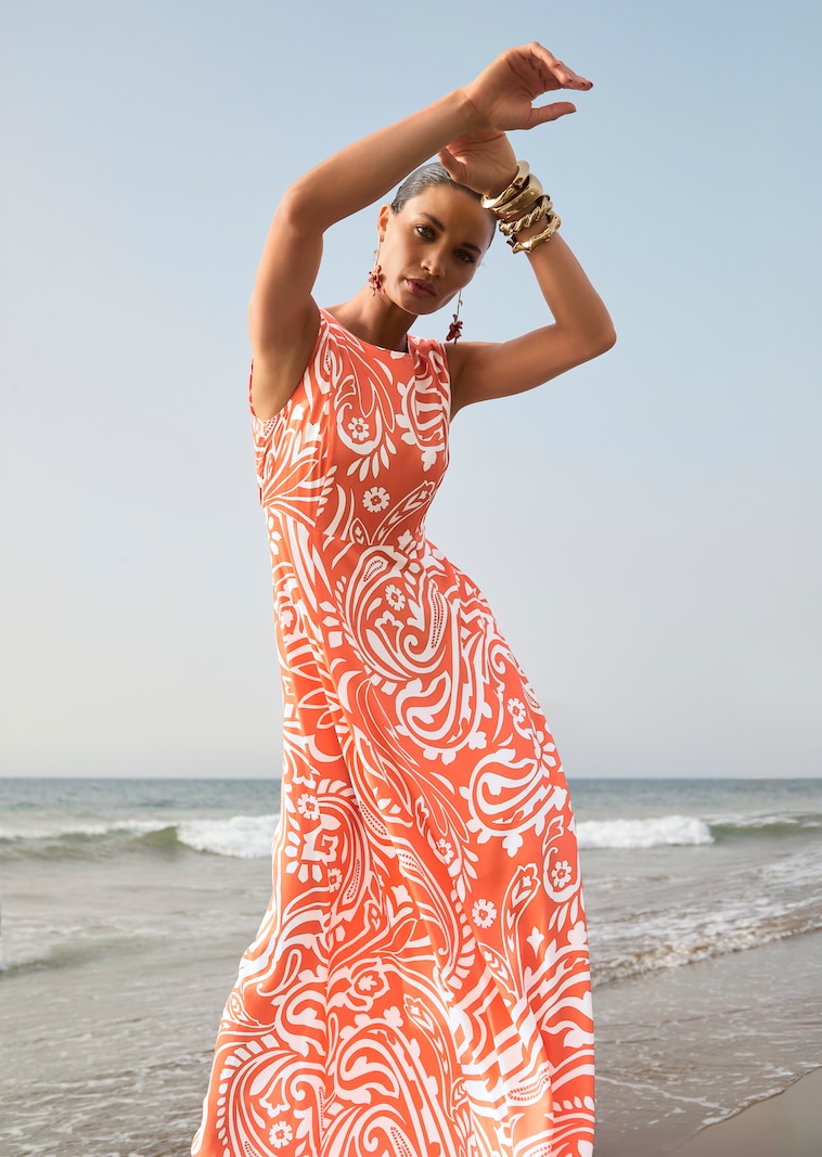 Ärmelloses Kleid mit Unikat-Print