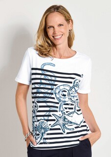 T-shirt en jersey style marin, avec détails brillants thumbnail 7