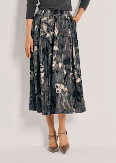 Schwungvoller Crinkle-Samtrock mit Floral-Print thumbnail 1