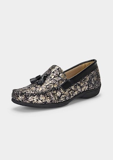 Leren mocassins met reliëf en kwastje thumbnail 1