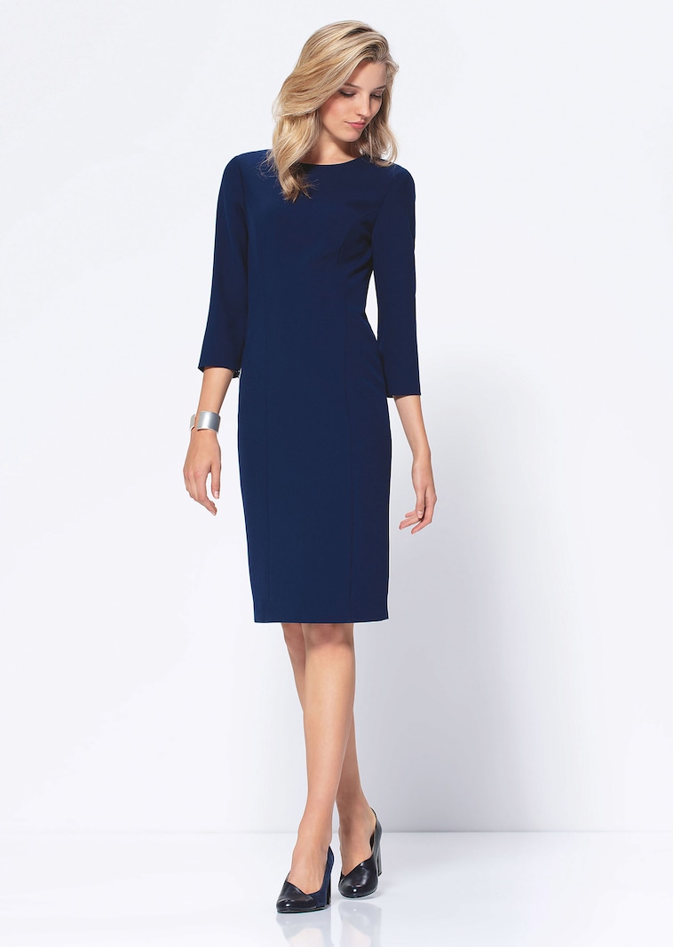 Slim-fit sheath dress with long sleeves in midnight blue | MADELEINE Fashion Slim-fit sheath dress with long sleeves in midnight blue | MADELEINE Fashion