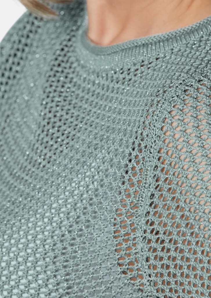 Licht glanzende tricot pullover met luxueus ajourdessin 4