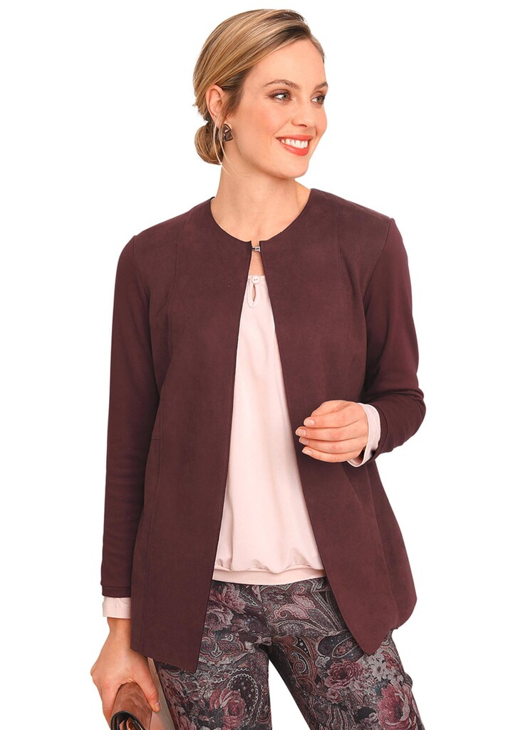 Bequeme Shirtjacke in kombinationsstarker Velourslederoptik