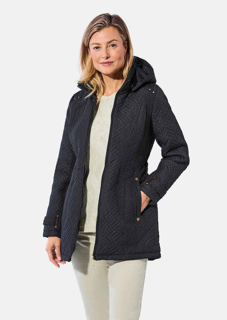 Veste matelassée avec capuche amovible en grandes tailles