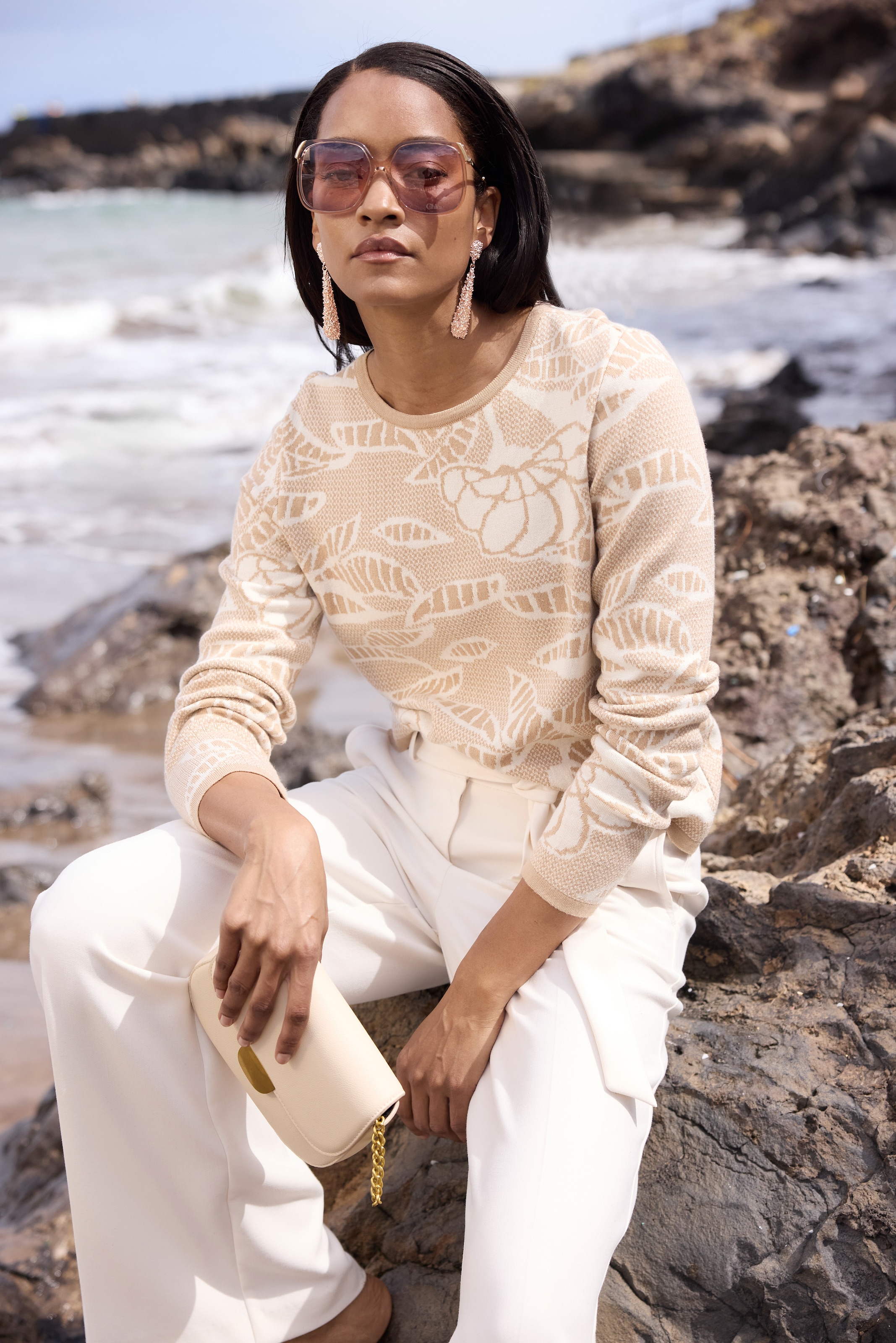 Strickpullover mit Bicolor-Jacquard