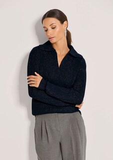 Schimmernder Pullover mit Polo-Kragen thumbnail 1