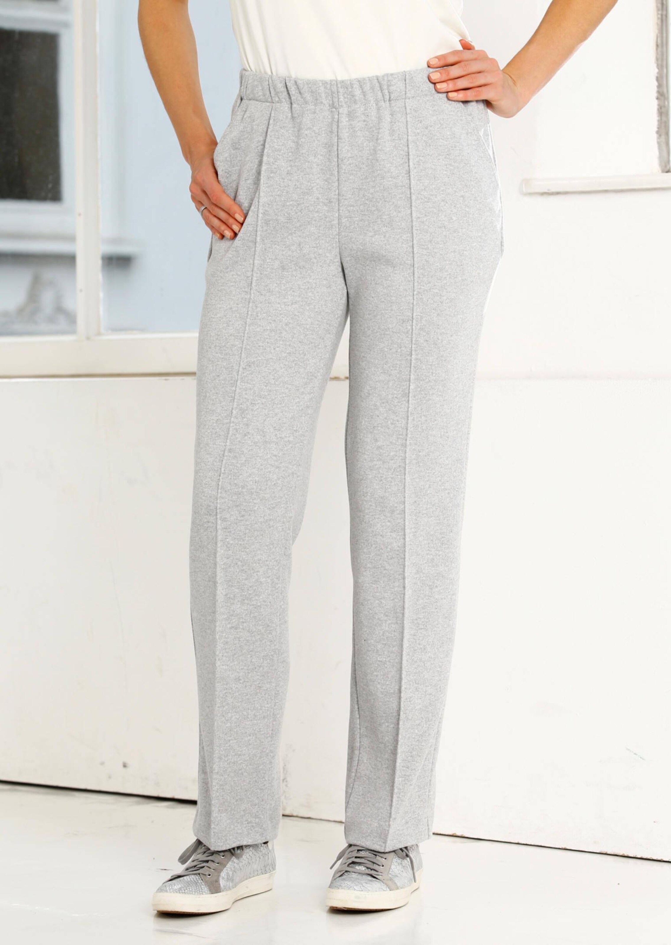 Confortable pantalon en jersey avec liserés - gris / mélangé - Gr. 38 de Goldner Fashion