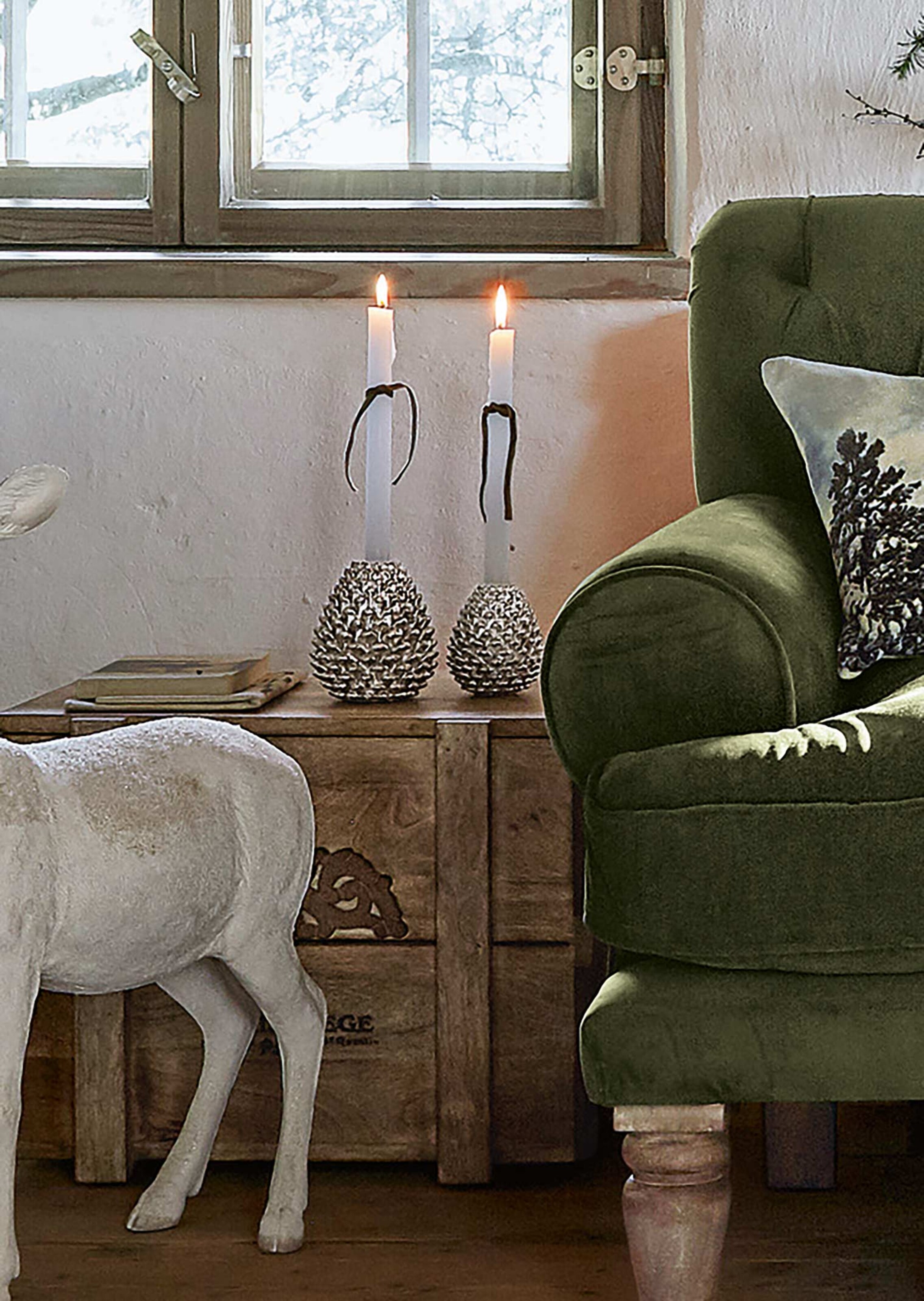 Lot de 2 bougeoirs - gris - Gr. 0 de Goldner Fashion