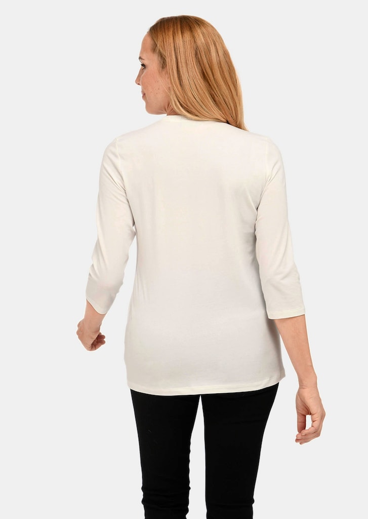Gedessineerd shirt met ronde hals van pima-katoen 1