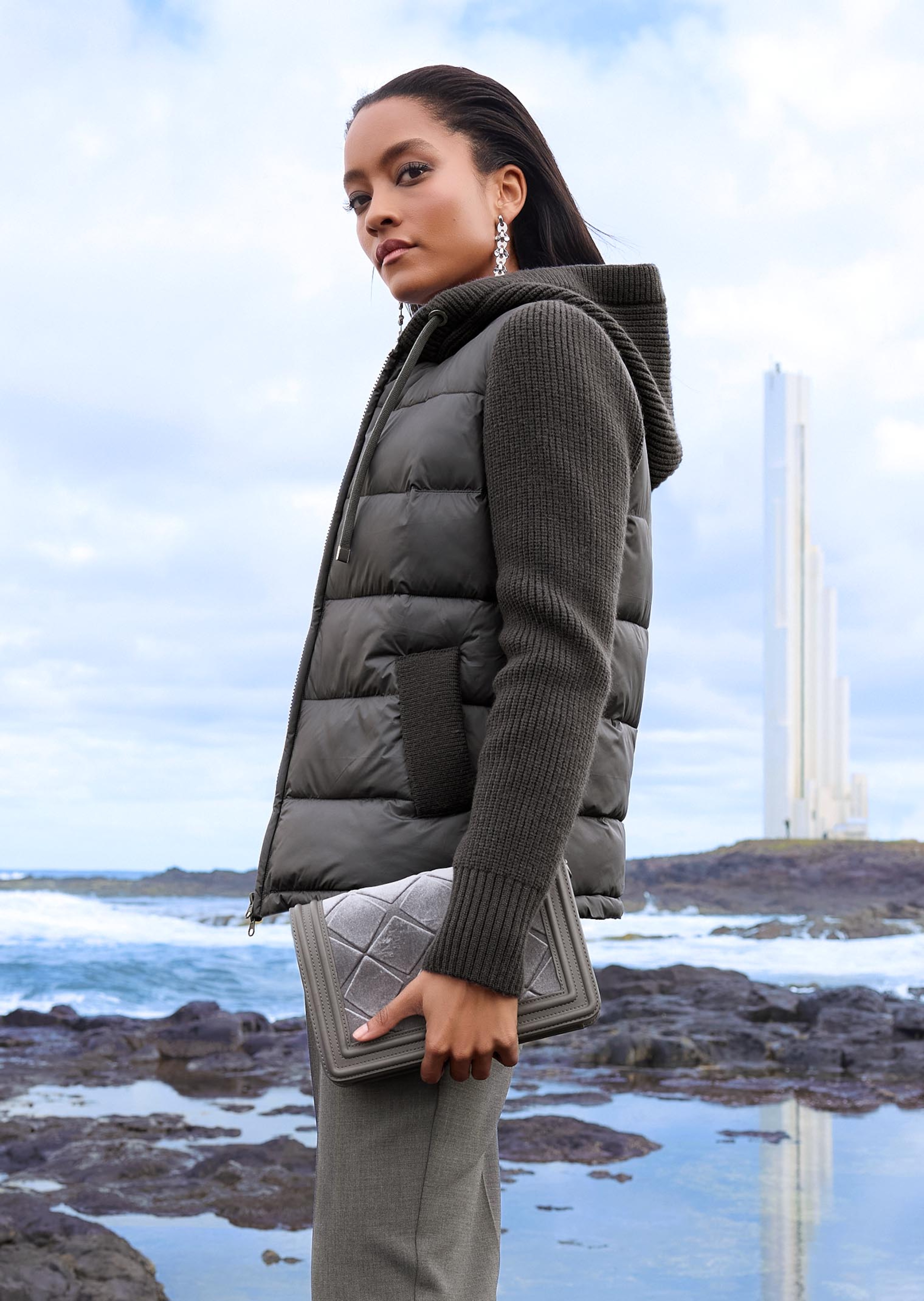 Veste matelassée avec manches en tricot