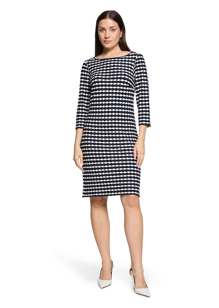 Maritieme jersey jurk met 3D-structuur