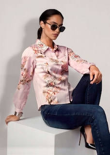 Katoenen blouse met bloemenprint thumbnail 4