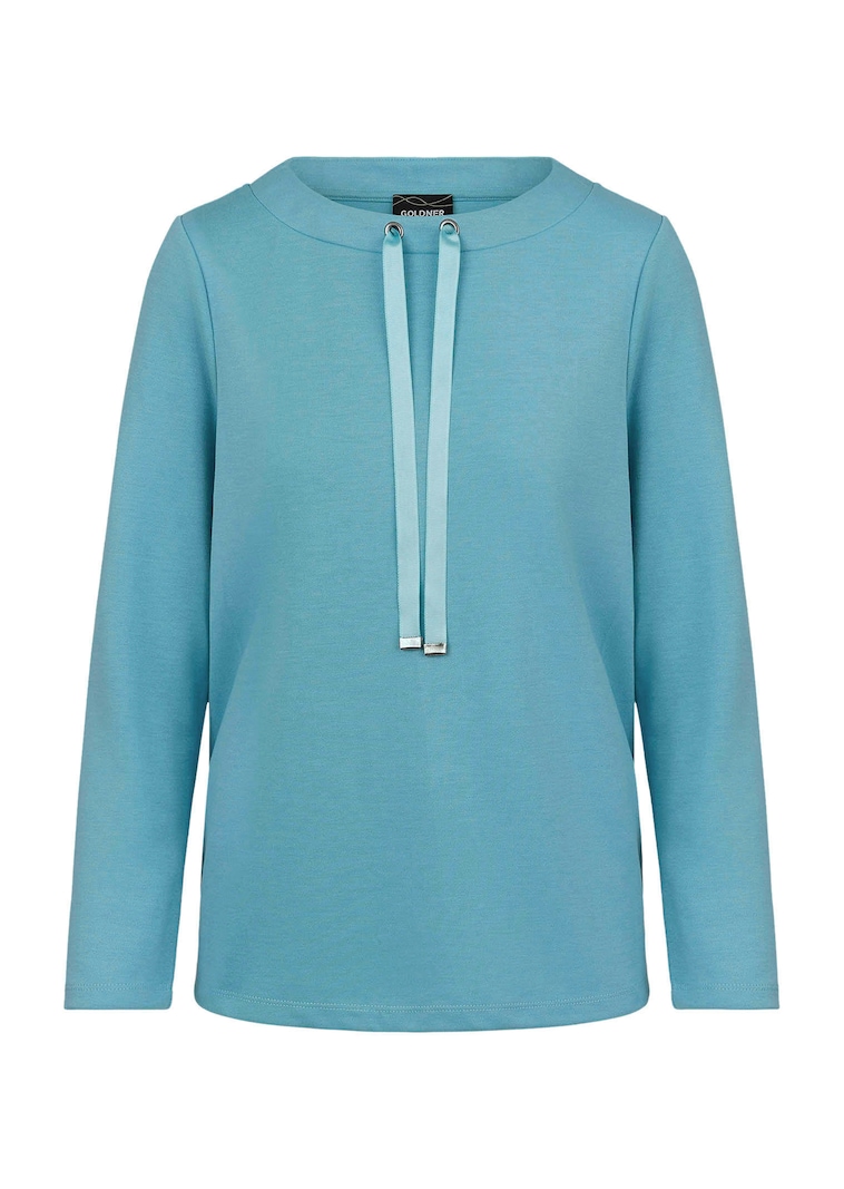 Sweatshirt mit Zierkordel am U-Boot-Ausschnitt