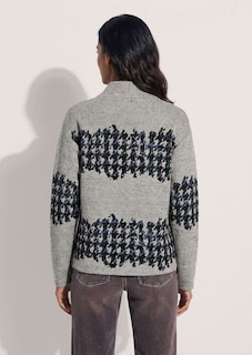 Jacquard sweatshirt met pied-de-poule thumbnail 3