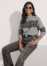 Jacquard sweatshirt met pied-de-poule thumbnail 4