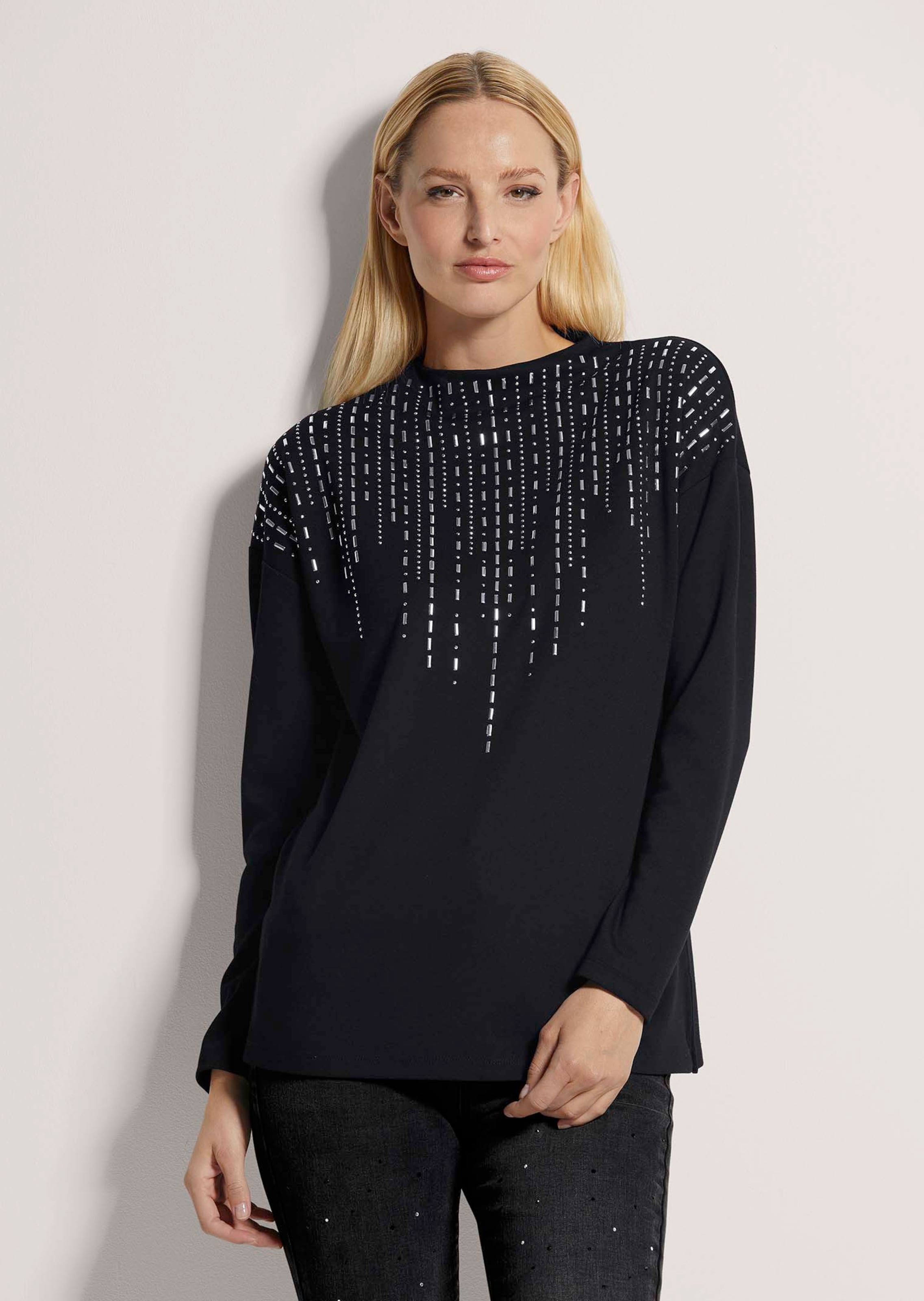 Sweatshirt mit Strass-Besatz