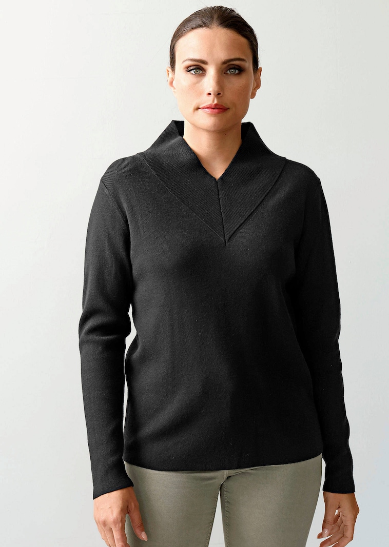 Pullover mit breitem V-Ausschnitt