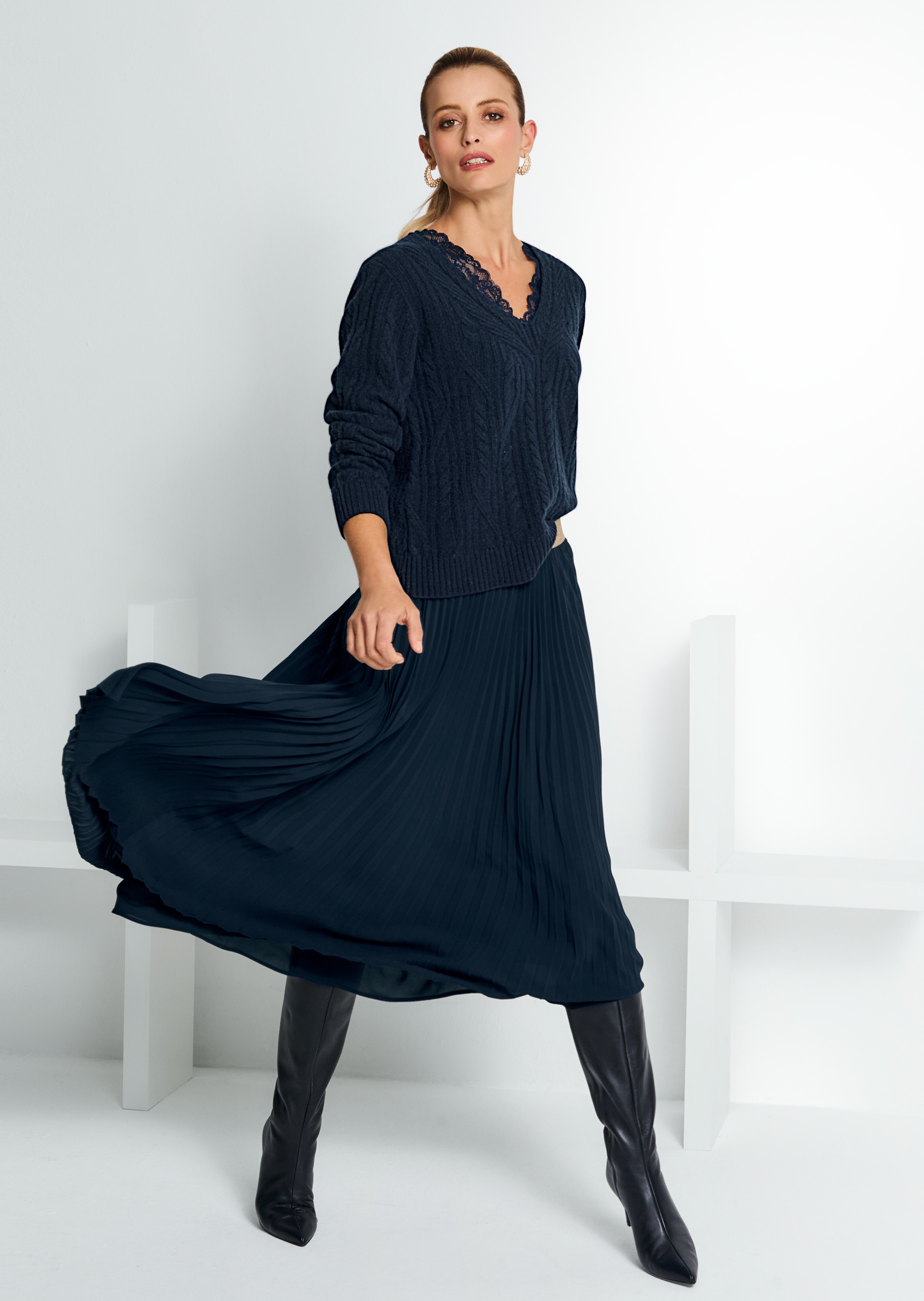 Kaschmir-Pullover mit V-Ausschnitt