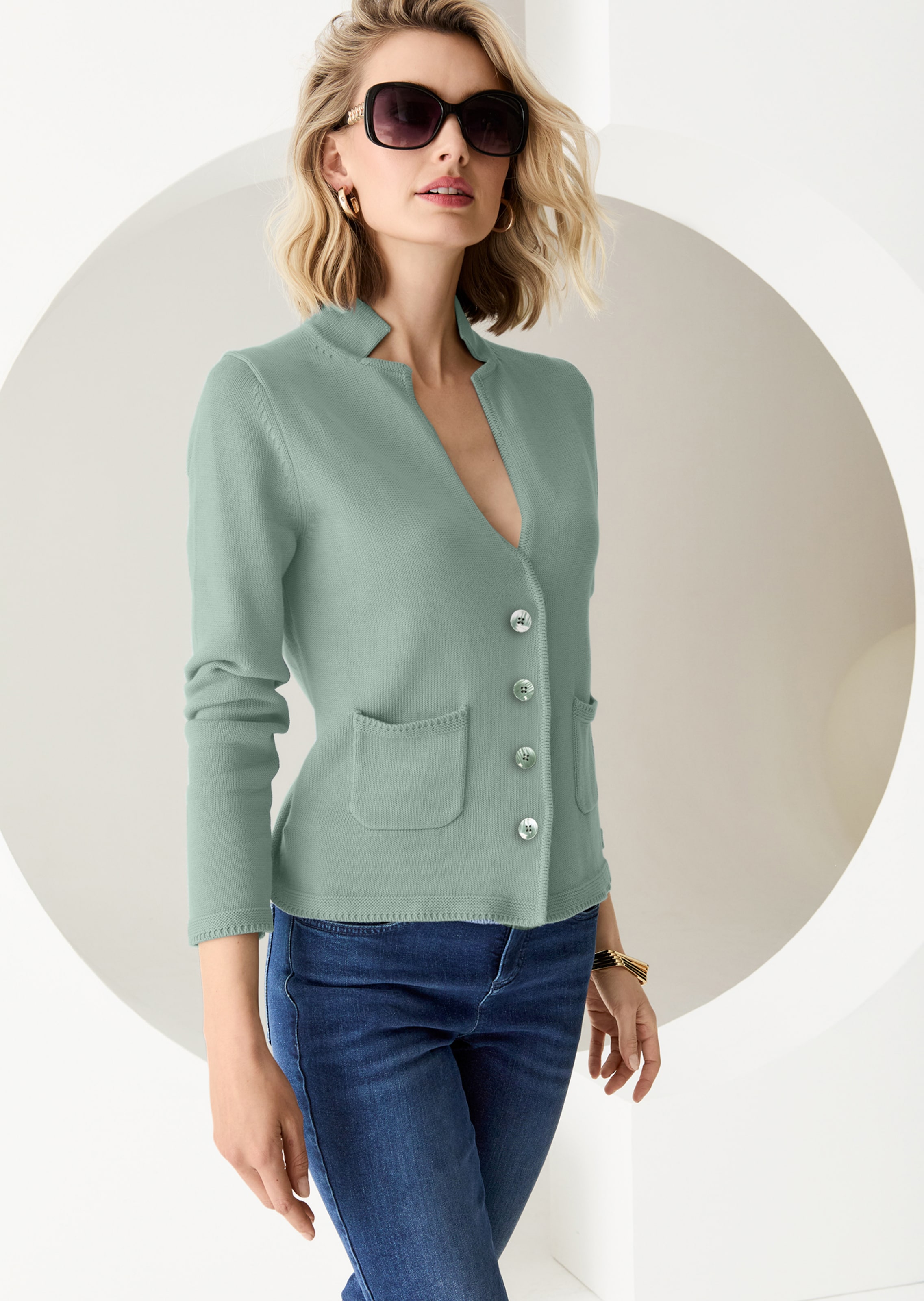 Strickblazer aus reiner Baumwolle