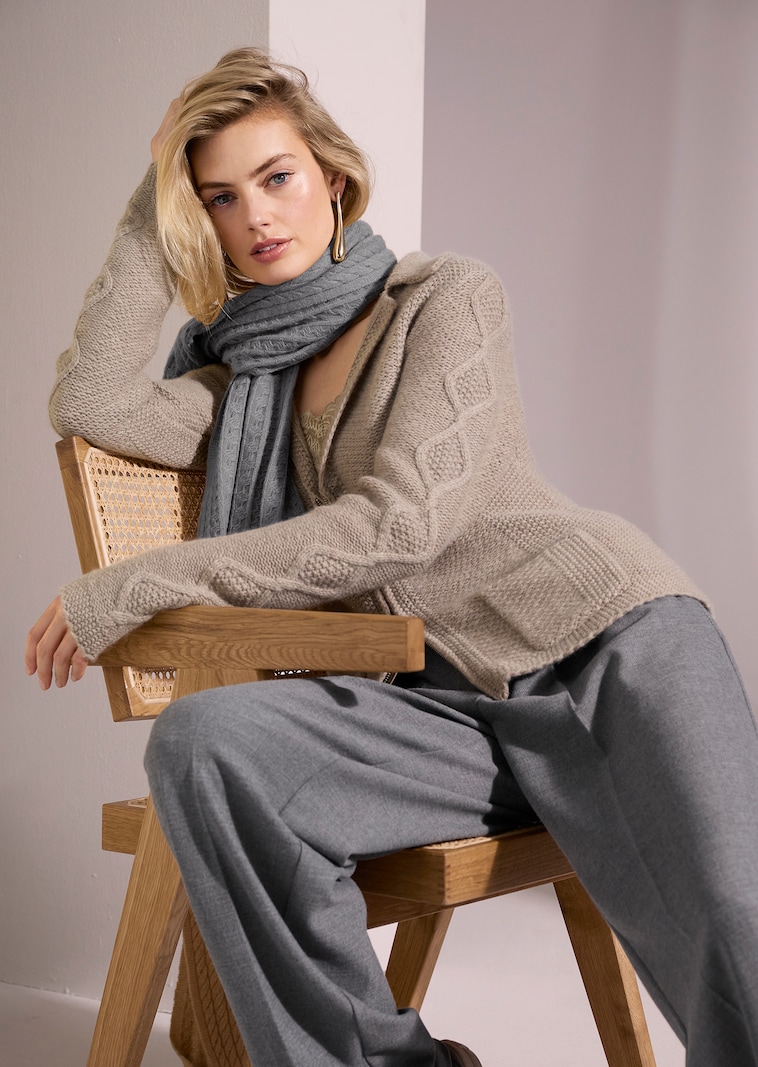 Kaschmir-Blazer mit Zopfpartien