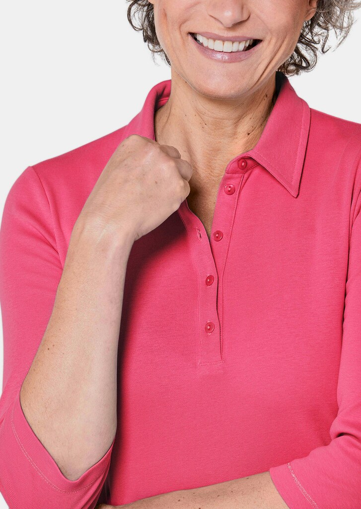 Basic-Poloshirt mit Stickerei aus reiner Baumwolle