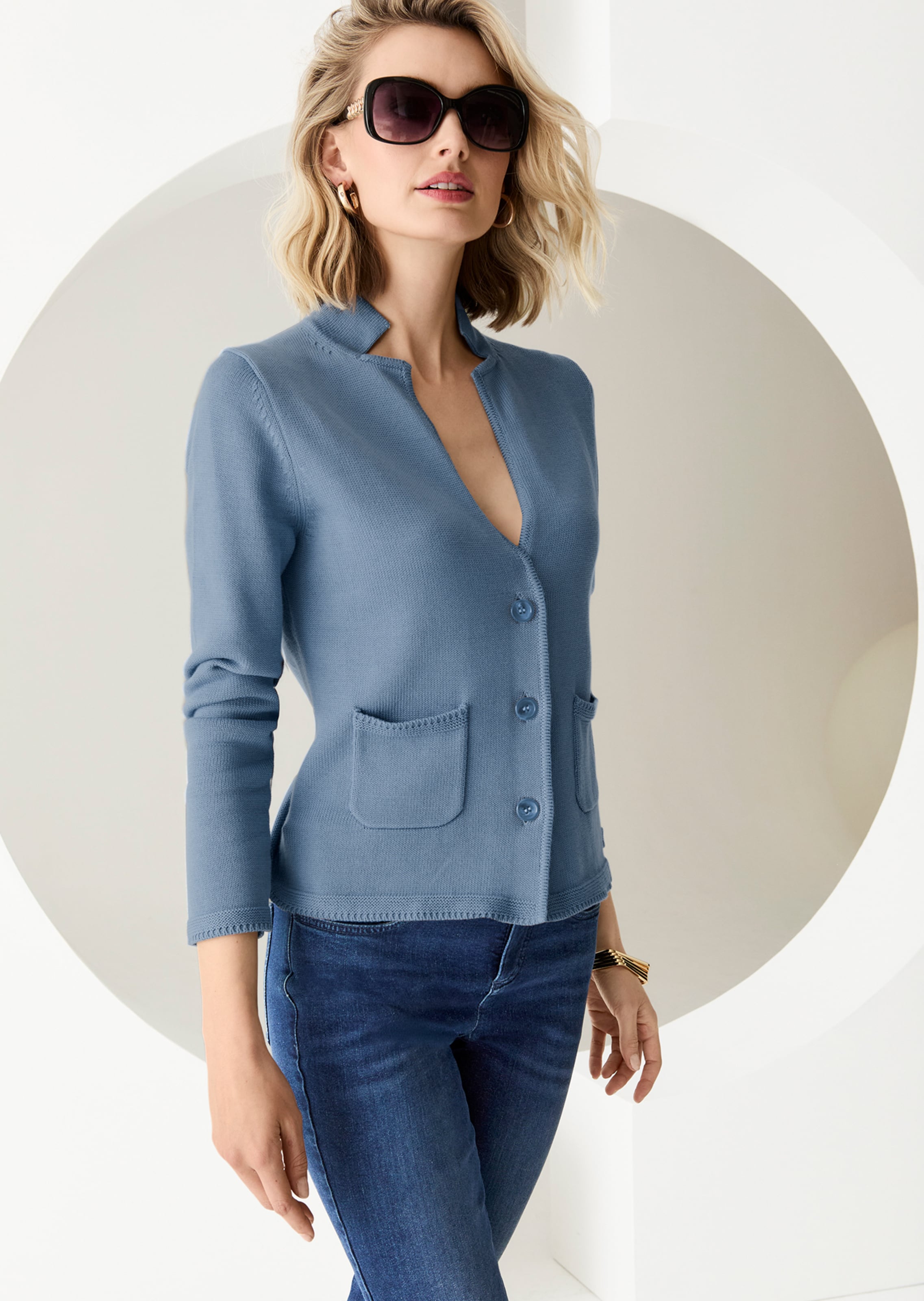Strickblazer aus reiner Baumwolle