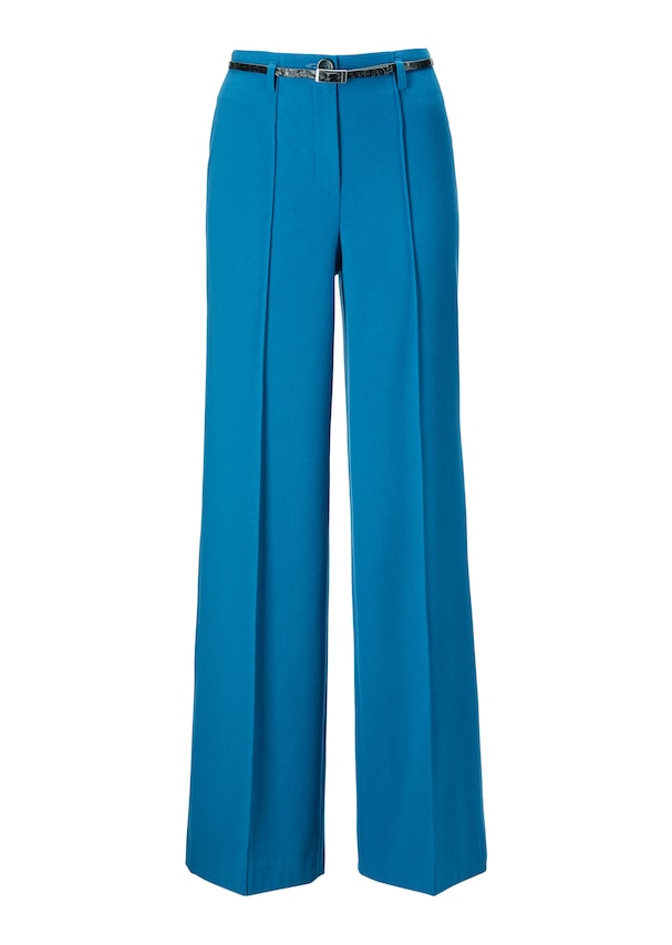Wide trousers with piping and high waistband