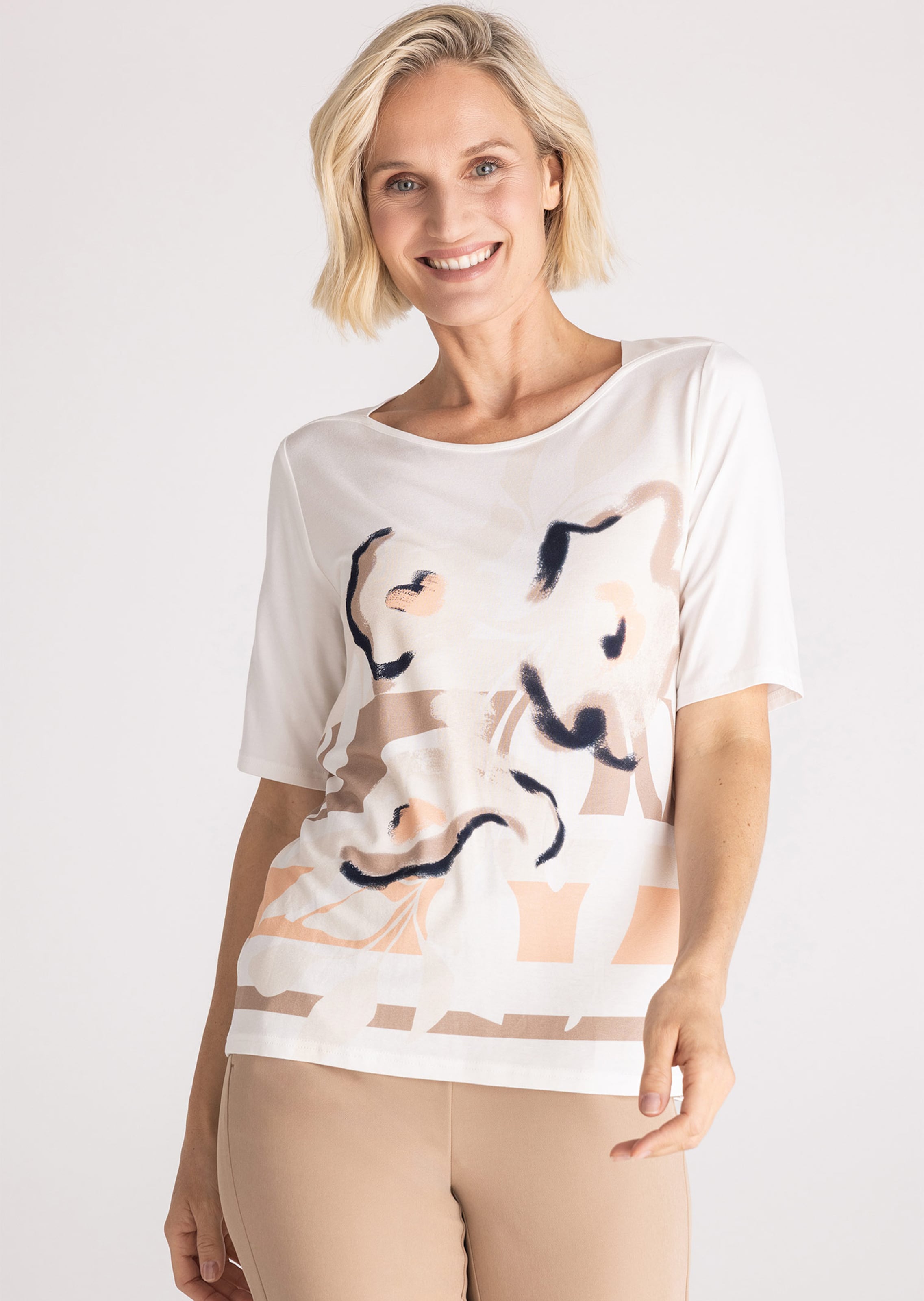 Jersey-Shirt mit paspeliertem U-Boot-Ausschnitt