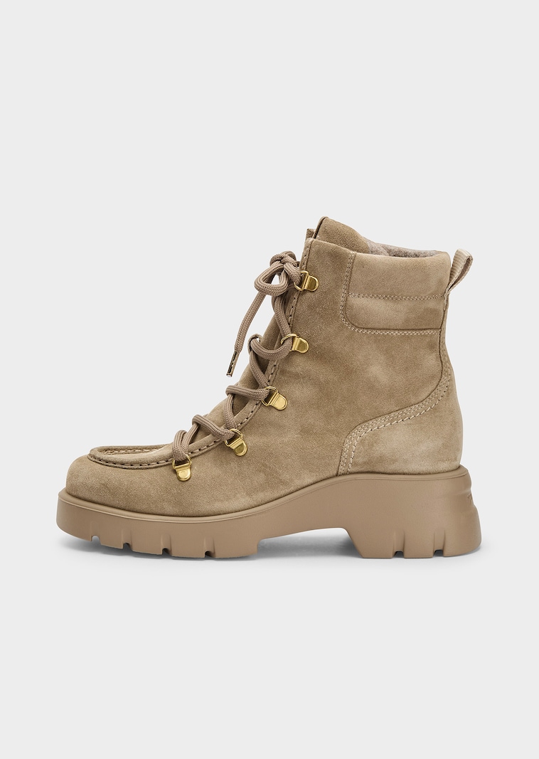 Schnürstiefelette aus Veloursleder
