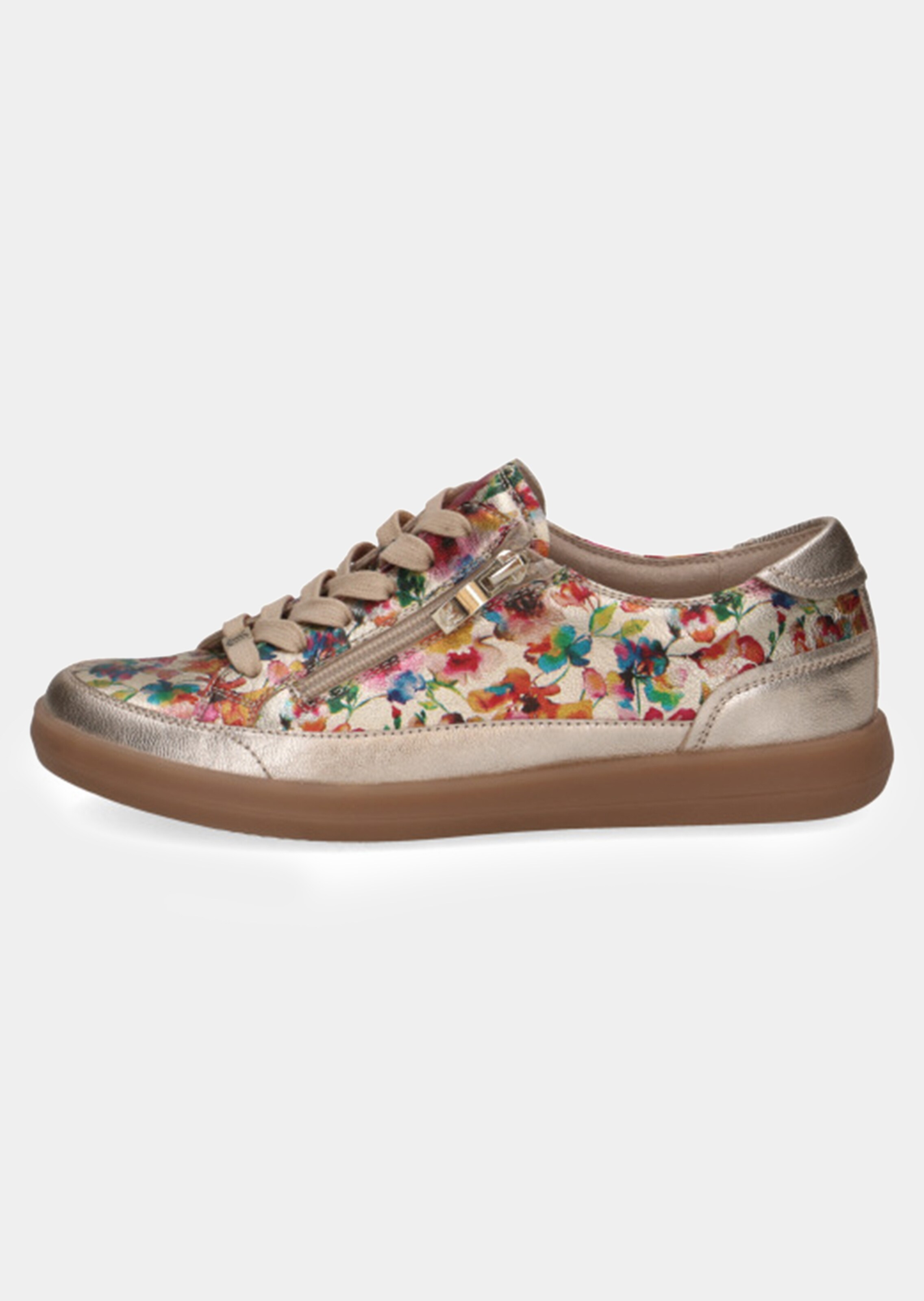 Leder-Sneaker mit Blumenprint