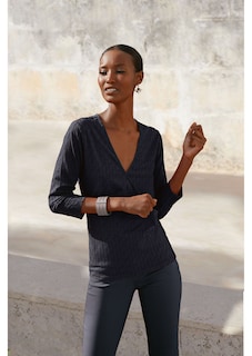 Struktur-Jersey-Shirt in Wickel-Optik thumbnail 6