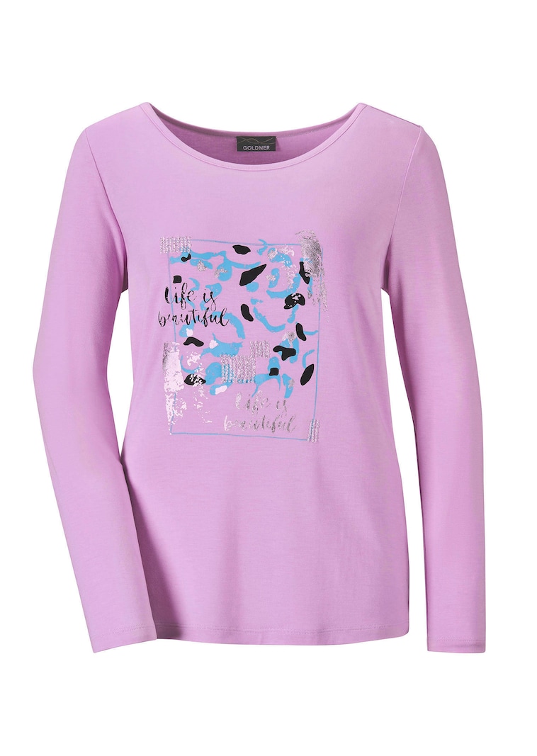 Shirt met lange mouwen en glitterprint