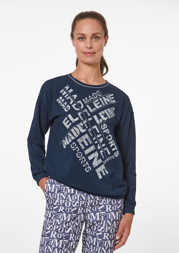 Sweatshirt mit Letterprint und Glitzersteinchen
