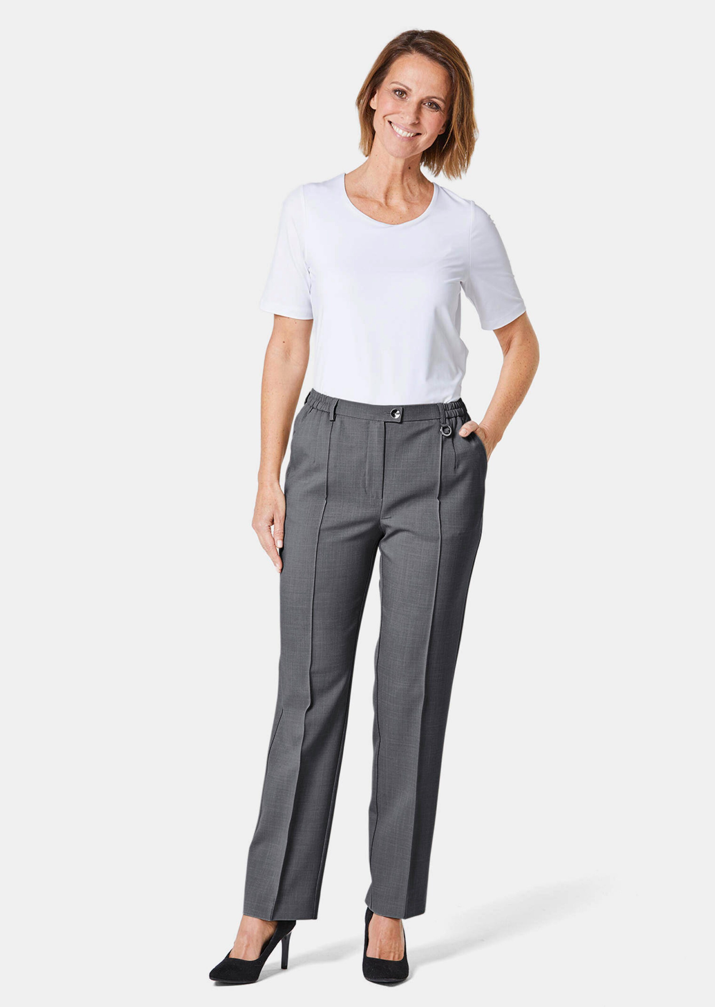Pantalon quasi infroissable CARLA traité SilverFresh - anthracite - Gr. 22 de Goldner Fashion