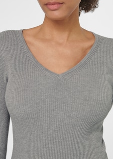 Schlanker Rippenpullover mit 3/4-Ärmeln thumbnail 5