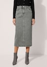 Denim skirt with embellished slit pockets thumbnail 1