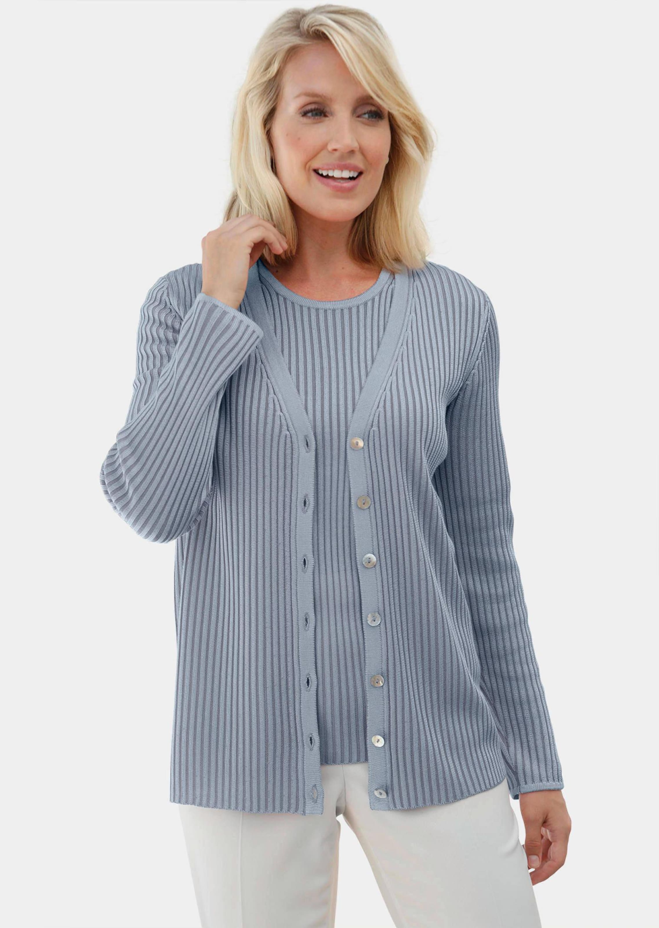 Pflegeleichte Strickjacke in hochwertiger Rippenstruktur