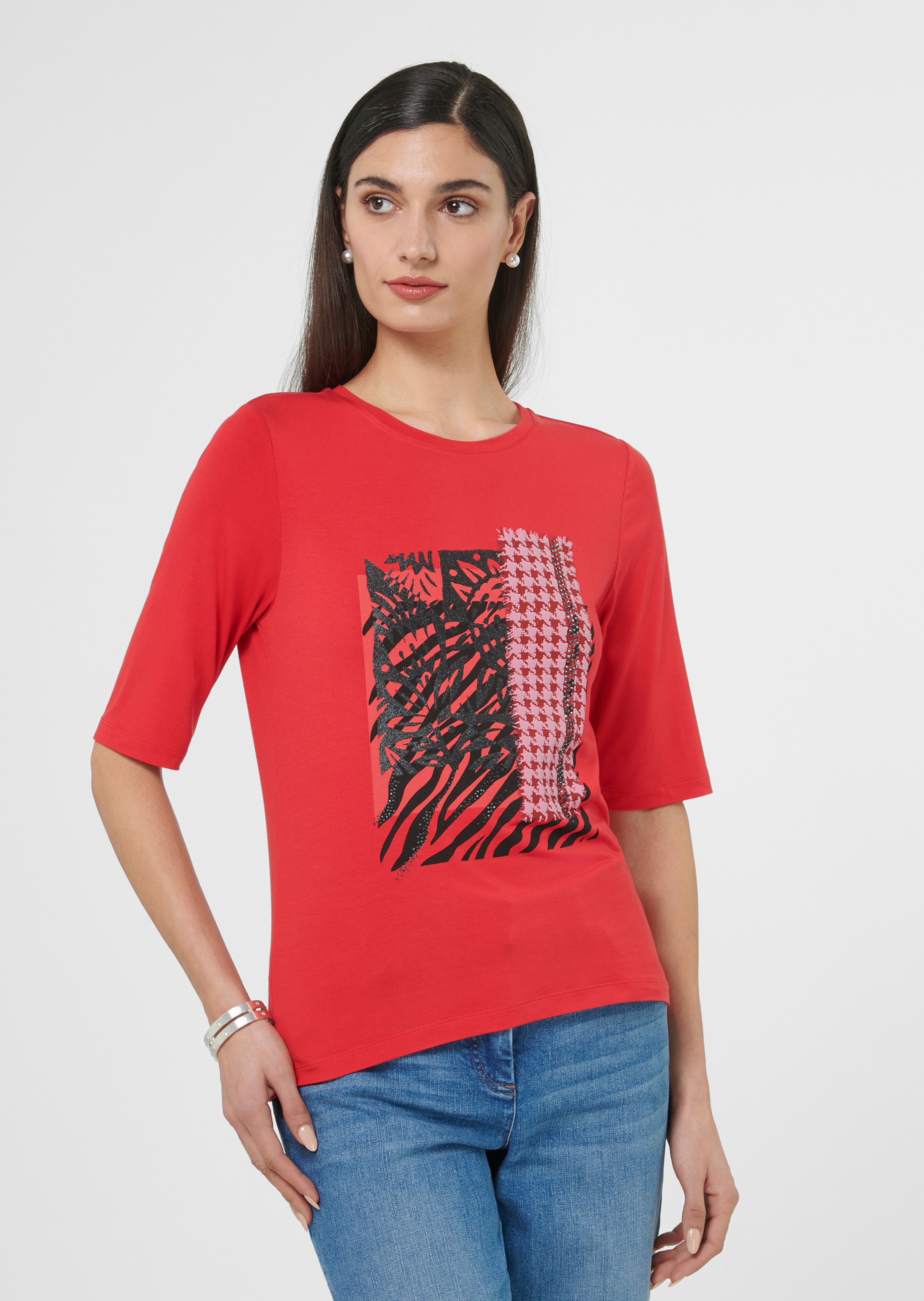 Halbarm-Shirt mit Unikat-Print