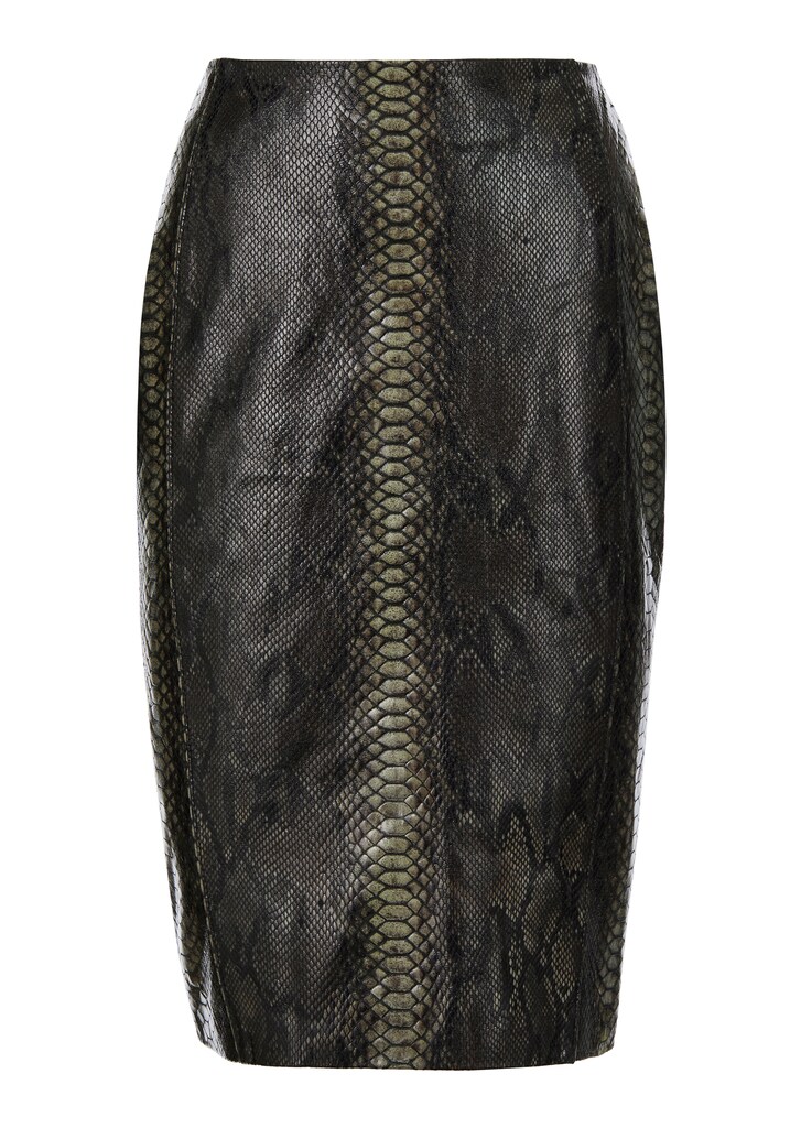 Leather skirt with snake print
